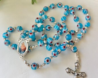 ROSARY Immaculate Heart of Mary Sorrowful Mother Blue - Etsy