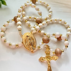 White/gold rosary- Taiwanese cheese wood