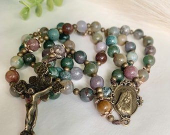 Jasper/Indian Agate antique/vintage style rosary - Heirloom Edition