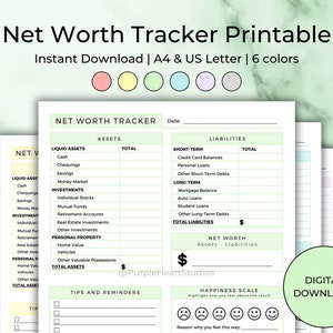 Printable Net Worth Tracker: Personal Finance Planner (Digital Download)