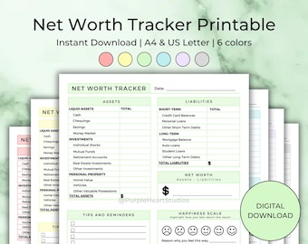 Printable Net Worth Tracker: Personal Finance Planner (Digital Download)