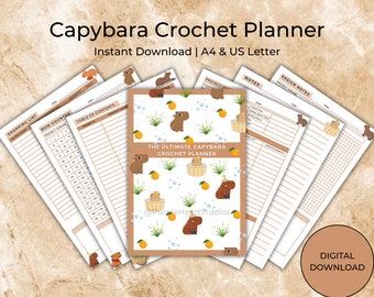 Capybara Printable Crochet Planner, Crochet Journal for Business PDF, Fillable Crochet Planner, Digital Download, Gift Crochet Pattern Log