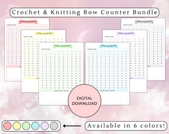 Printable Crochet & Knitting Row Counter PDF, Fillable Row Counter, Digital Download Row Counter, Printable Row Counter, Aesthetic Printable