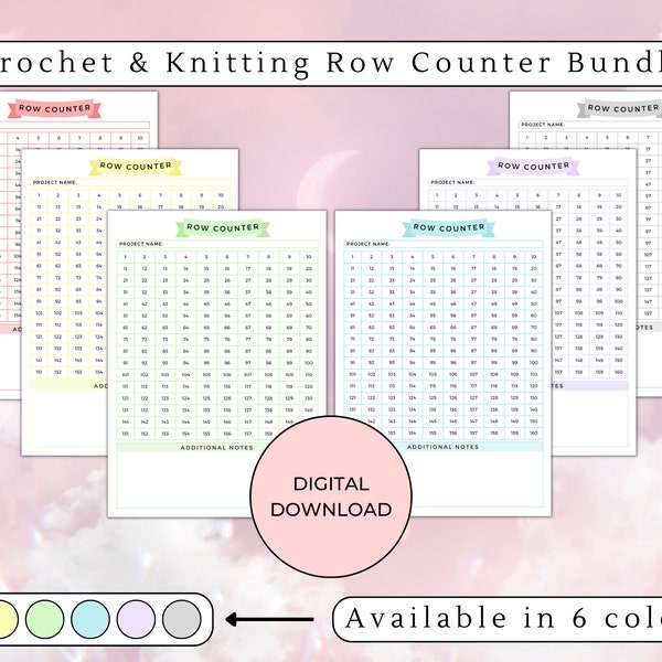 Printable Crochet & Knitting Row Counter PDF, Fillable Row Counter, Digital Download Row Counter, Printable Row Counter, Aesthetic Printable