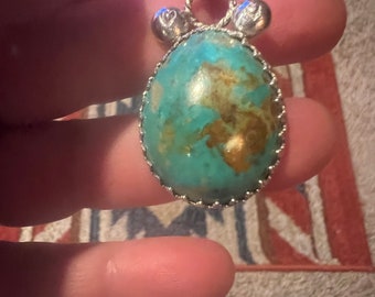 Huge, beautiful, Royston turquoise set in sterling silver pendant