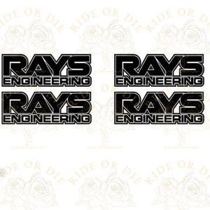 Rays Engineering Wheel Rim Vinyl Decal Sticker Set of 4 - Multi sizes - Multi Colors