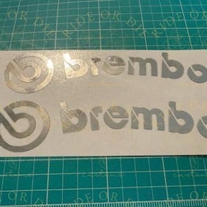 CHROME Brembo Curved Brake Caliper Vinyl Decal Sticker Set of 2 - Multi sizes - Multi Colors