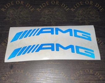 AMG Curved REFLECTIVE Vinyl Decal Sticker - Set of 2 - Multi Sizes Multi Colors