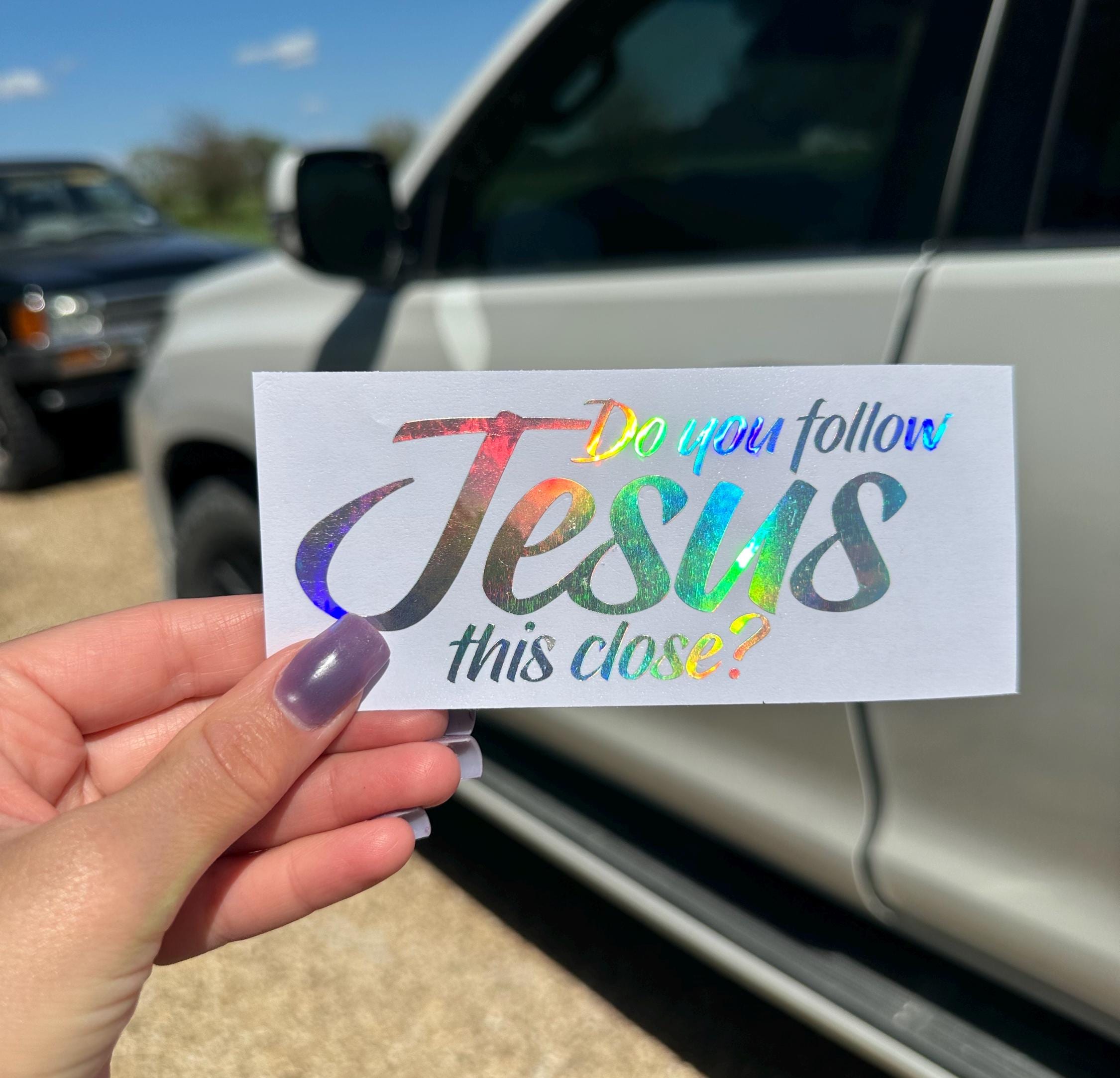 CafePress 'Do You Follow Jesus This Closely' Bumper Sticker - 10x3 Inch Vinyl Car Decal, Religious Humor