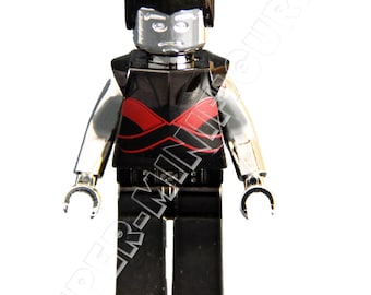 Minifiguras de piernas largas de Colossus Black Chrome (MOC personalizado) X-Men 3D cromado