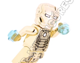 Figurines Iron Man Avengers Gold Chrome (MOC personnalisé)