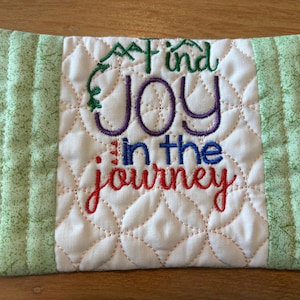 Quilted Inspirational Mug Rug, coaster, mug mat, 4x6, washable