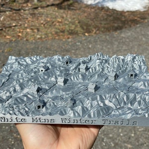 3D gedruckte topographische Karte - White Mtns Winter Trails