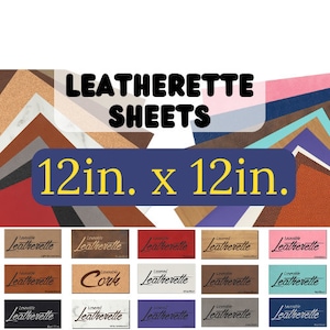 Peut inclure: Assortiment de feuilles de simili cuir de 30,5 cm x 30,5 cm en différentes couleurs et textures, y compris du liège. Les feuilles sont étiquetées "Simili cuir" et "Liège".