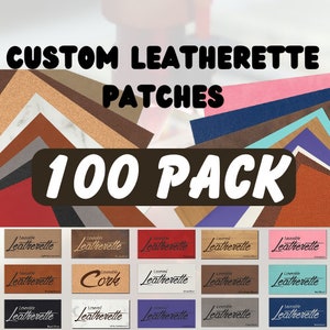 Custom Leatherette Patches 100-Pack Personalized Hat Patch Iron-On Logo Patch Beanie Design Leather Heat Adhesive Shape Cut-Out Company Logo