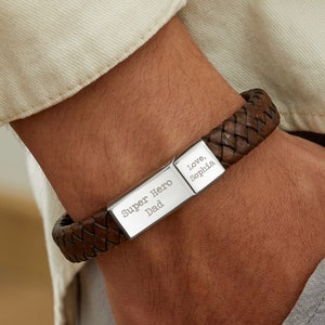 Kids Name Bracelet, Braided Leather Bracelet For Dad, Gifts For Boyfriend, Anniversary Gifts For Husband