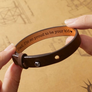 Personalized Leather Bracelet: Hidden Message Gift for Stepdad