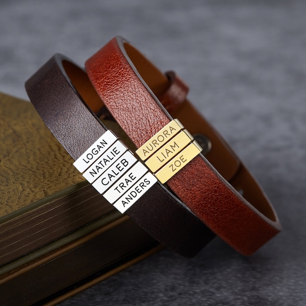 Dad Bracelet With Kids Names Etsy