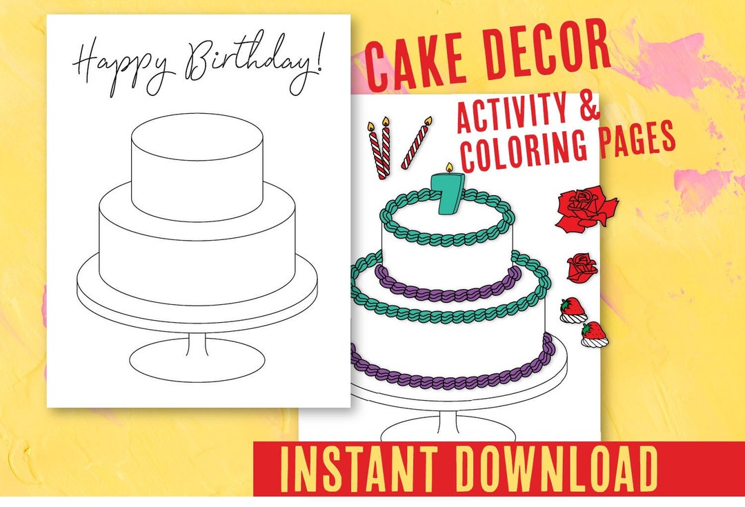 Printable Cake Decorating Coloring Page Set - Etsy