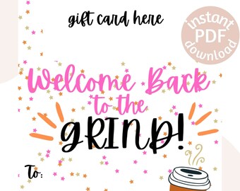 Kaffee Geschenkkartenhalter, Back to School Lehrer Geschenk (Printable Download)