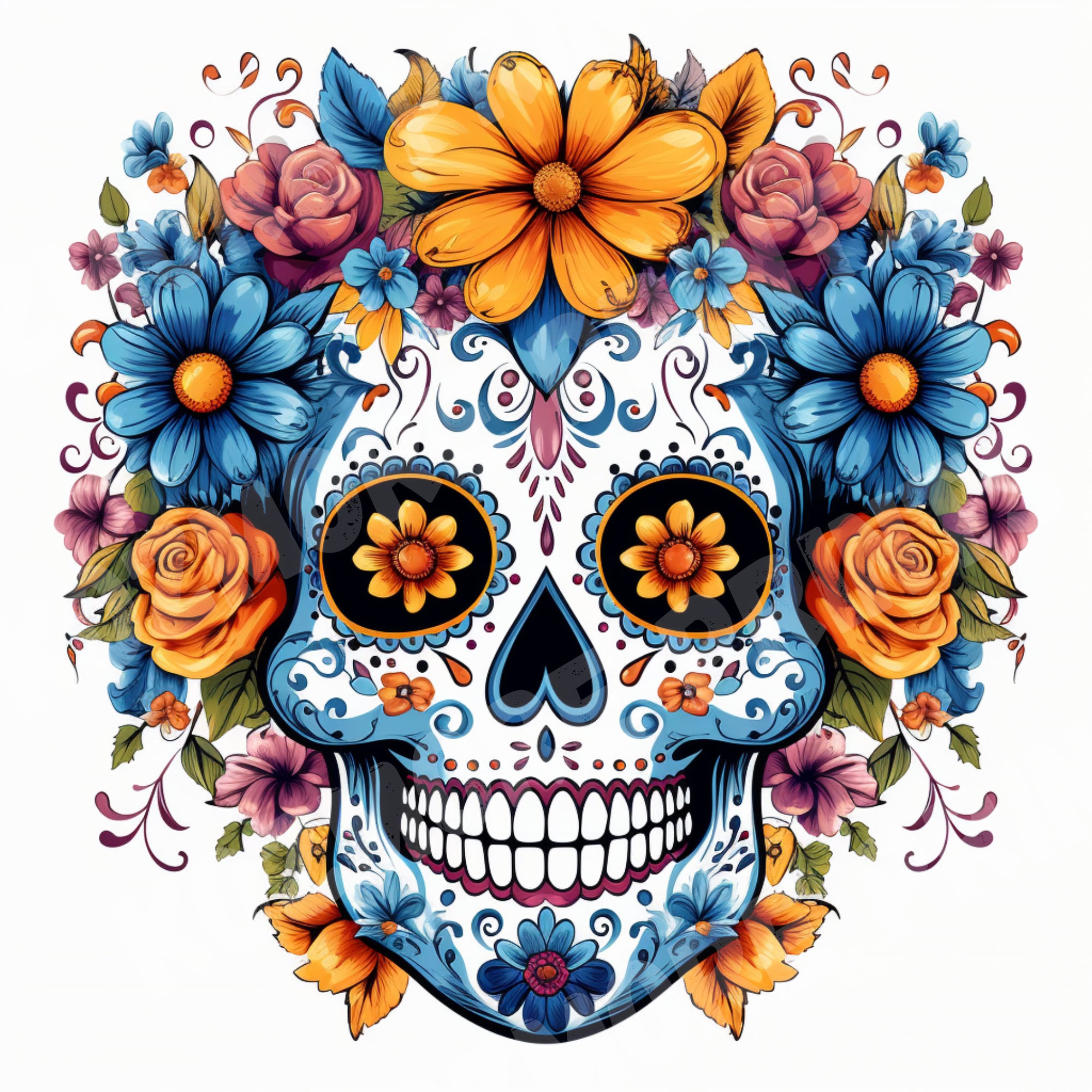 Sugar Skull Day of the Dead SVG PNG día De Los Muertos, Colorful