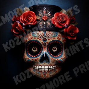 Sugar Skull Day of the Dead SVG PNG - Image de sublimation colorée - POD Design - Téléchargement instantané *** Image File Only ***