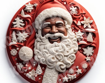 Black Santa African American Santa Clause Tumbler Wrap SVG  PNG for Sublimation Wreath Signs T Shirts  ***Image Only*** Instant Download