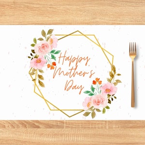 Mother&#39;s Day Digital Paper Placemat, Mother&#39;s Day Party Decor, Table Decorations, Disposable Placemats