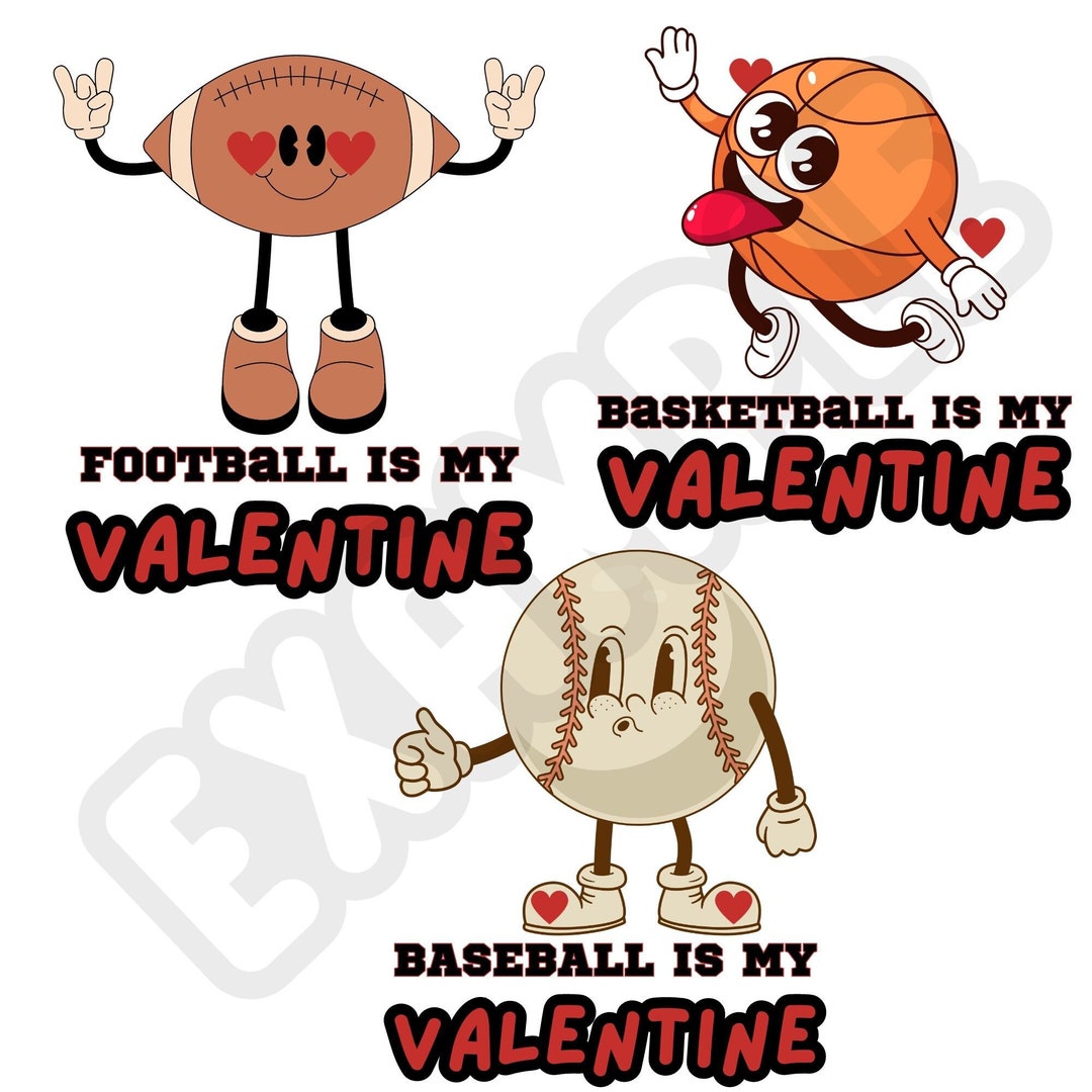 Sports Valentine's PNG Design Baseball Valentines Basketball Valentines