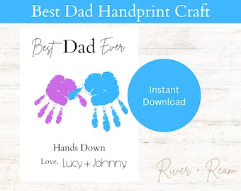 Best Dad Ever Father's Day Footprint Craft, Printable, Kid Craft for Dad, Daycare Activity, Handprint Footprint Keepsake, DIY Art, Preschool