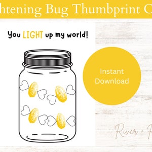 Fireflies Thumbprint Craft, Printable, Kid Craft, Daycare Activity, Keepsake, DIY Art, Preschool, Lightening Bugs, Summer printable