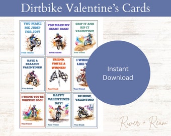 Dirtbike Valentinstagskarten, digitaler Download, Motocross Designs, Dirtbikes, Valentinstag Geschenke, VDay Karten, Sofort Download, PDF, Dirt Bike