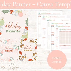 Holiday Planner - Digital Download, Christmas, Thanksgiving, New Years, Printable, Canva Template, Budget, Menu, Gift Giving Guide, Organize