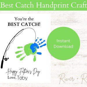 Best Catch Father&#39;s Day Footprint Craft, Printable, Kid Craft for Mom, Daycare Activity, Handprint Footprint Keepsake, DIY Art, Preschool