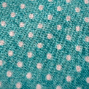 White Dots on Turquoise Cotton Fabric