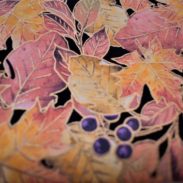 Fall Leaves & Berries with Gold Metallic Outline