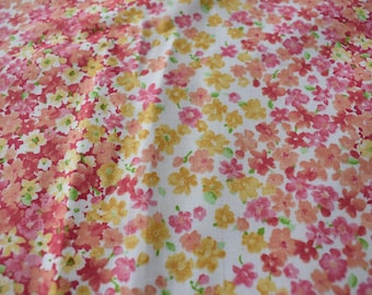 Shades of Coral and Yellow Floral Cotton Fabric
