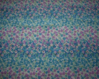 Teal Floral Ombre Cotton Fabric