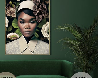 Impressões de arte digital afro-americana, decoração de arte negra, download instantâneo, arte de mulher negra, magia de garota negra, arte de melanina