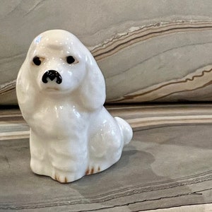 Adorable white bone china poodle figurine