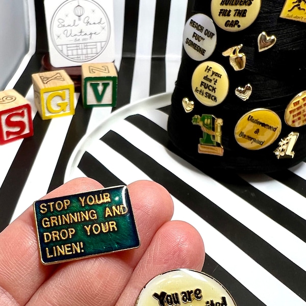 Talk Dirty: vintage enamel pins 1970s-80s, new old stock, get your bare minimum 15 pieces of flair! Hustlers, Creepers, Agitators, + Flirts