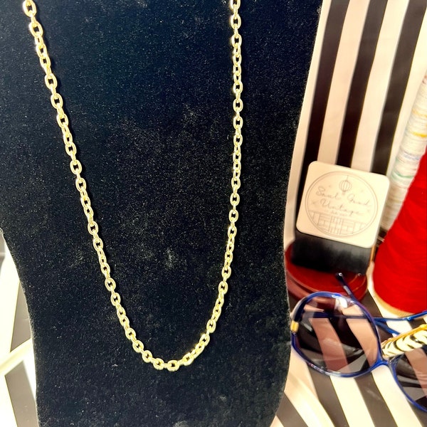 Gold! Vintage 1990s NOS Shiny Gold Plated Cable Chain necklace 24” - Bada Bling, Perfect for Stacking, Mob Wife Aesthetic, Mafia Chic!