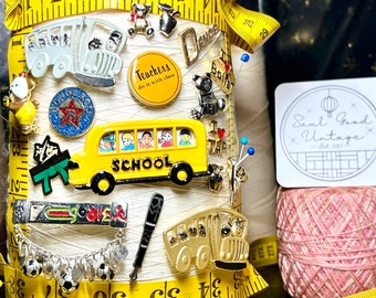 Old School! Vintage School/Bus pins 1960s-00s, enamel, metal, new old stock + Retro Rescues, get your bare minimum 15 pieces of flair!