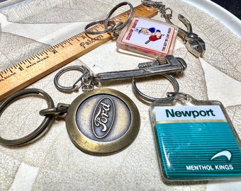 Pit Stop! Vintage Gas Station /Mechanic Themed Key Chains, NOS + Retro Rescues, 1970s-80s-90s -Key Flair: Corral your keys with Retro Magic!