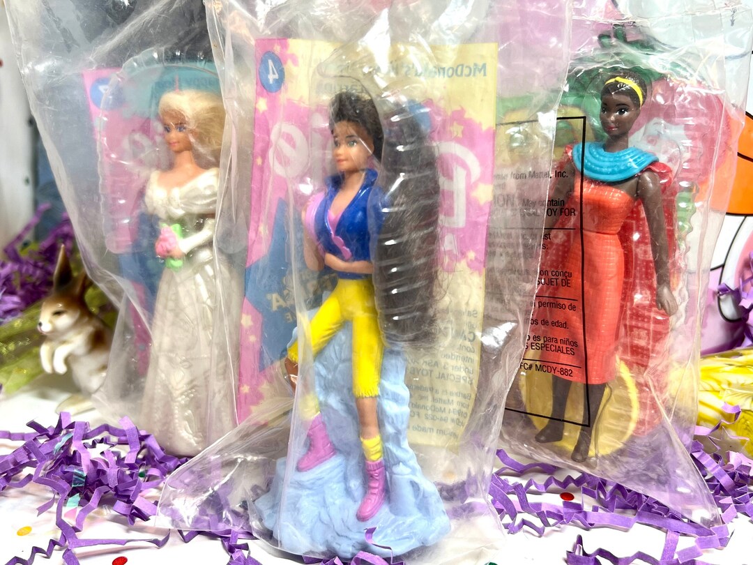 Happy Meal Toys From the 1990s and Early 2000s Inside Intact Packaging Retro Barbies, Beanies