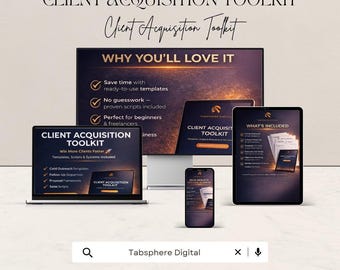 Kit de herramientas para la captación de clientes / Guiones para llamadas en frío, plantillas de correo electrónico y mensajes directos / Guía para la generación de leads / Descarga digital