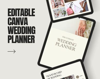 Plantilla editable de Canva para planificador de bodas / Organizador digital de bodas (descarga instantánea)