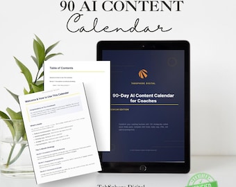 Calendario de contenido con IA para entrenadores / Planificador de redes sociales de 90 días (descarga digital)