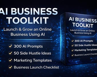 300 sugerencias, ideas para trabajos secundarios y plantillas para el kit de herramientas de negocios de IA (descarga digital)