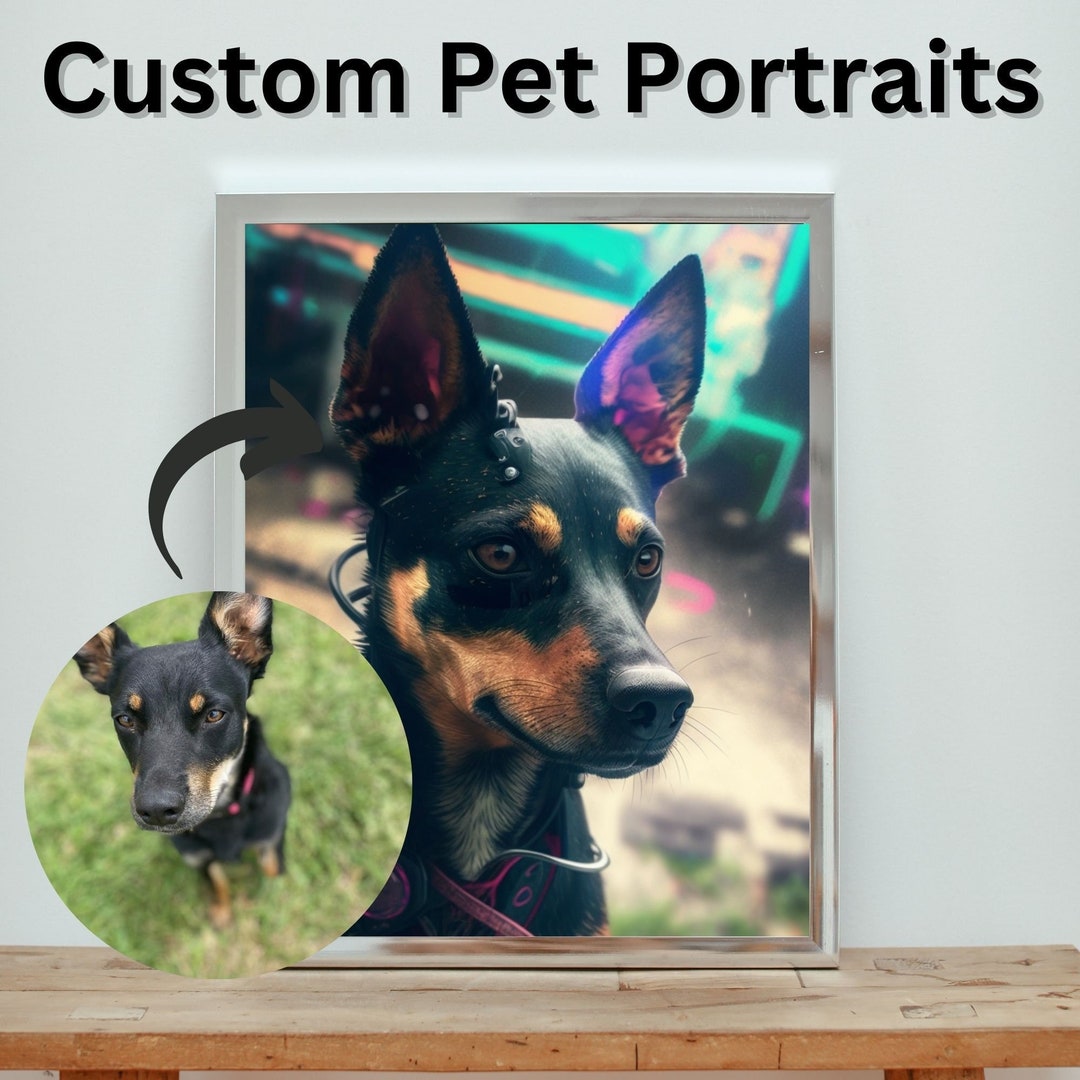 Custom Digital Cyberpunk Dog Portrait Personalized Artwork of Your ...